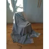 Koc wełniany z frędzlami ROMBY Szare